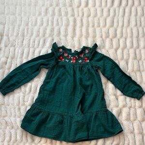 Cat & Jack Green Dress with Floral Embroidery